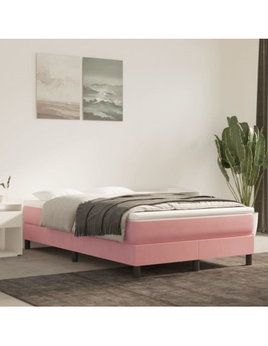 Giroletto a Molle con Materasso Rosa 120x190 cm in Velluto