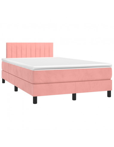 Giroletto a Molle con Materasso Rosa 120x190 cm in Velluto