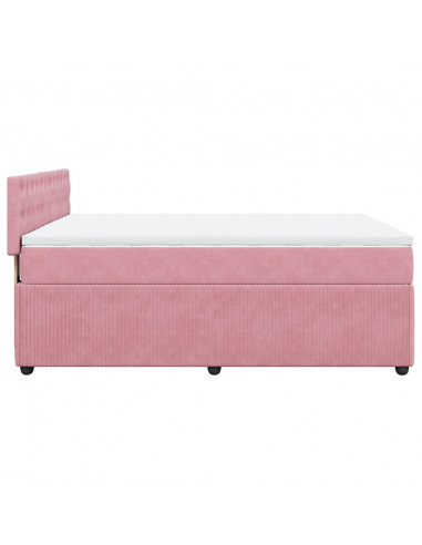 Giroletto a Molle con Materasso Rosa 140x190 cm in Velluto