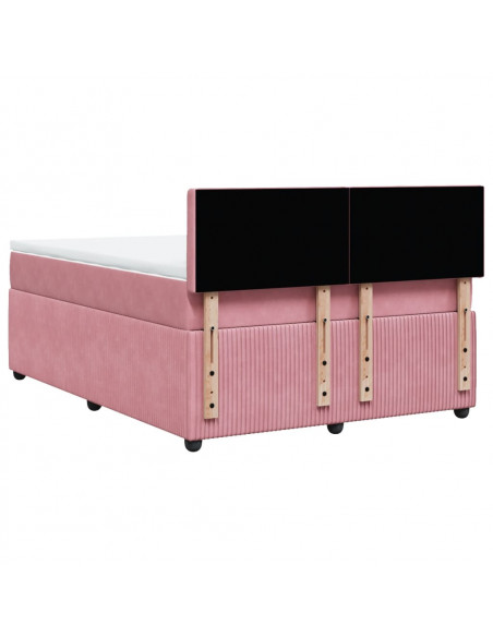 Giroletto a Molle con Materasso Rosa 140x200 cm in Velluto