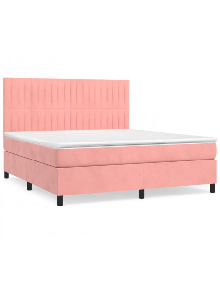Giroletto a Molle con Materasso Rosa 160x200 cm in Velluto
