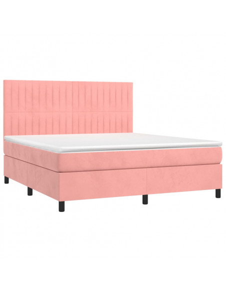 Giroletto a Molle con Materasso Rosa 160x200 cm in Velluto