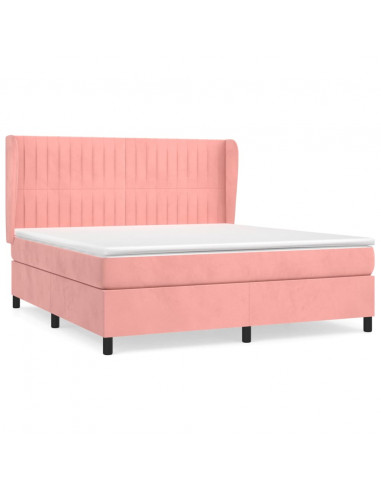 Giroletto a Molle con Materasso Rosa 160x200 cm in Velluto