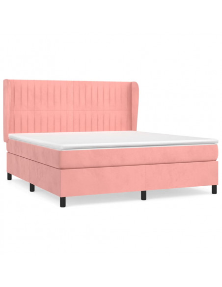 Giroletto a Molle con Materasso Rosa 160x200 cm in Velluto