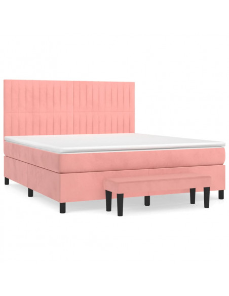 Giroletto a Molle con Materasso Rosa 160x200 cm in Velluto