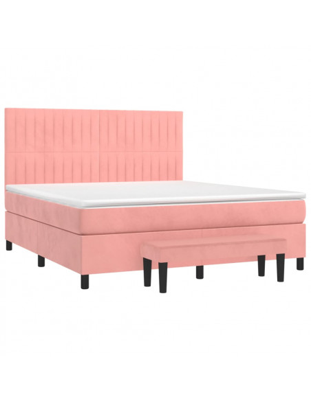 Giroletto a Molle con Materasso Rosa 160x200 cm in Velluto