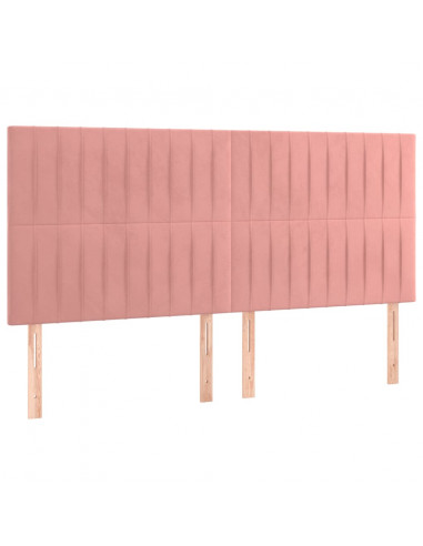 Giroletto a Molle con Materasso Rosa 160x200 cm in Velluto