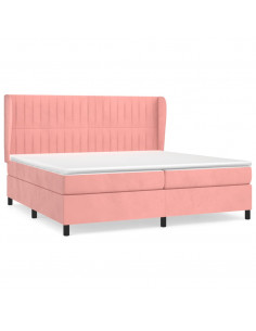 Giroletto a Molle con Materasso Rosa 200x200 cm in Velluto 2