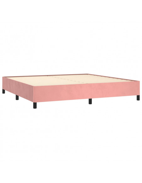 Giroletto a Molle con Materasso Rosa 200x200 cm in Velluto