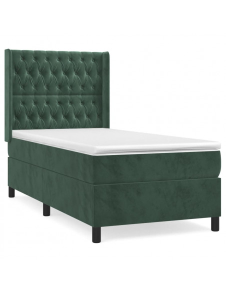 Giroletto a Molle con Materasso Verde Scuro 100x200 cm Velluto