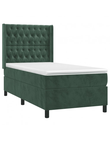 Giroletto a Molle con Materasso Verde Scuro 100x200 cm Velluto