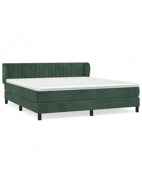 Giroletto a Molle con Materasso Verde Scuro 160x200 cm Velluto