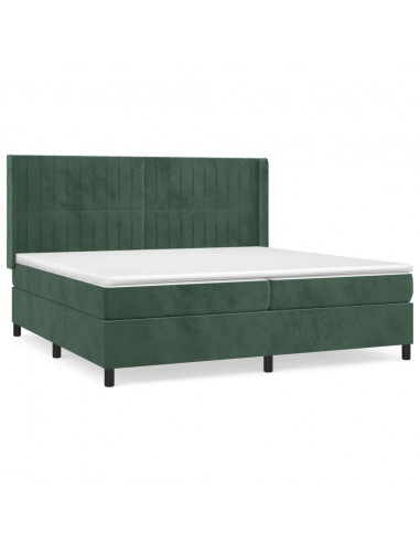 Giroletto a Molle con Materasso Verde Scuro 200x200 cm Velluto