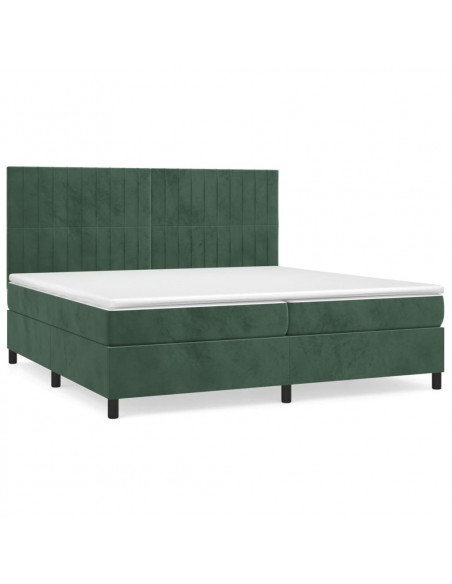Giroletto a Molle con Materasso Verde Scuro 200x200 cm Velluto