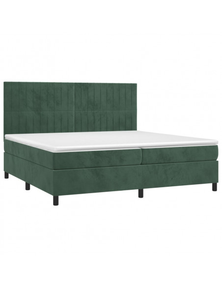Giroletto a Molle con Materasso Verde Scuro 200x200 cm Velluto