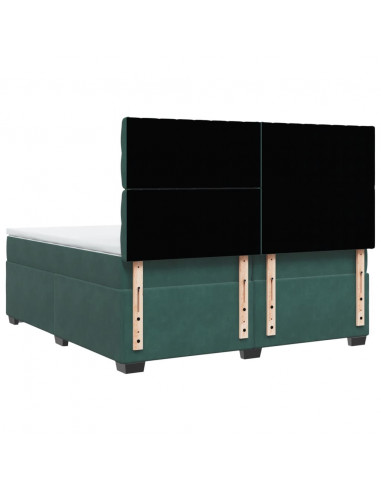 Giroletto a Molle con Materasso Verde Scuro 200x200 cm Velluto