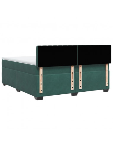 Giroletto a Molle con Materasso Verde Scuro 200x200 cm Velluto