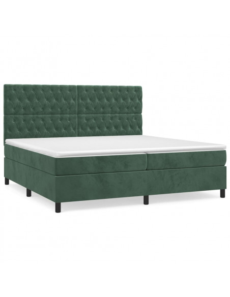 Giroletto a Molle con Materasso Verde Scuro 200x200 cm Velluto
