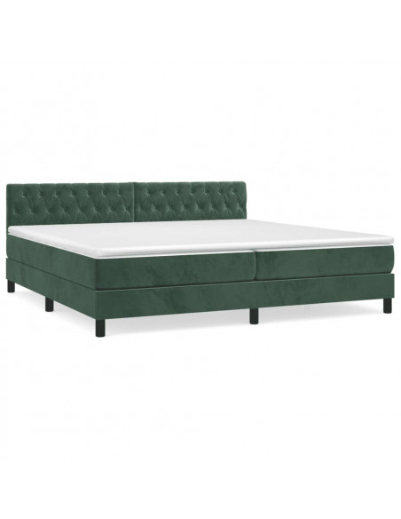 Giroletto a Molle con Materasso Verde Scuro 200x200 cm Velluto