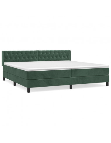 Giroletto a Molle con Materasso Verde Scuro 200x200 cm Velluto