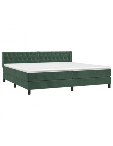 Giroletto a Molle con Materasso Verde Scuro 200x200 cm Velluto