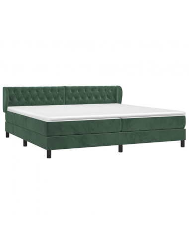 Giroletto a Molle con Materasso Verde Scuro 200x200 cm Velluto