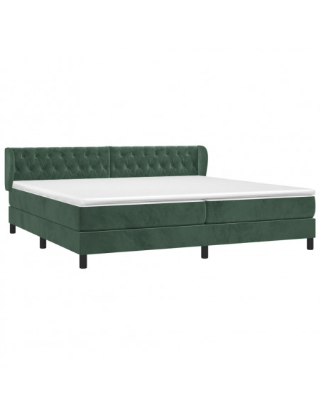 Giroletto a Molle con Materasso Verde Scuro 200x200 cm Velluto