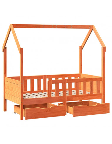 Giroletto Bambini con Cassetti 70x140 cm Legno Massello di Pino