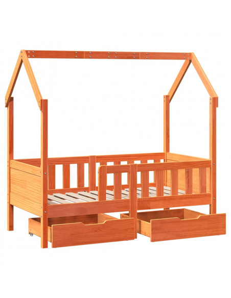 Giroletto Bambini con Cassetti 70x140 cm Legno Massello di Pino