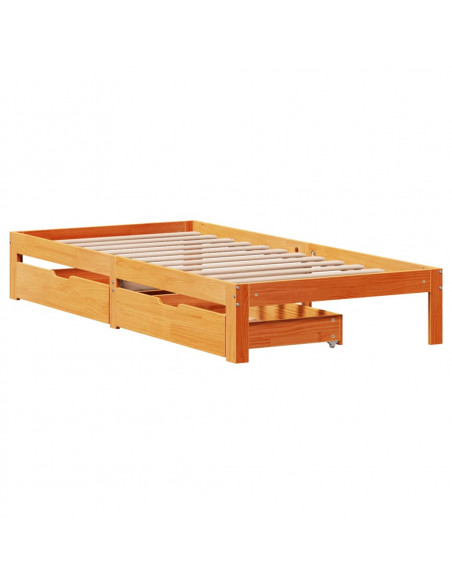Giroletto Cassetti Marrone Cera 100x200 cm Legno Massello Pino