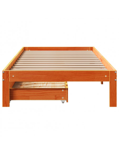 Giroletto Cassetti Marrone Cera 100x200 cm Legno Massello Pino