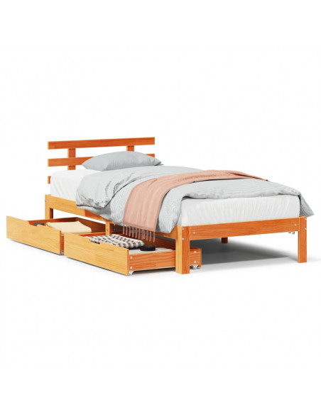 Giroletto Cassetti Marrone Cera 100x200 cm Legno Massello Pino
