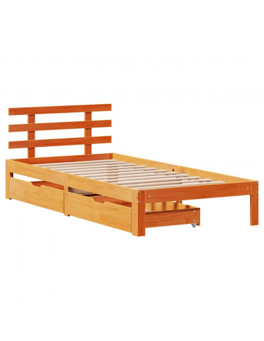 Giroletto Cassetti Marrone Cera 100x200 cm Legno Massello Pino