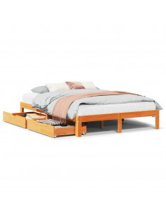 Giroletto Cassetti Marrone Cera 135x190 cm Legno Massello Pino 2