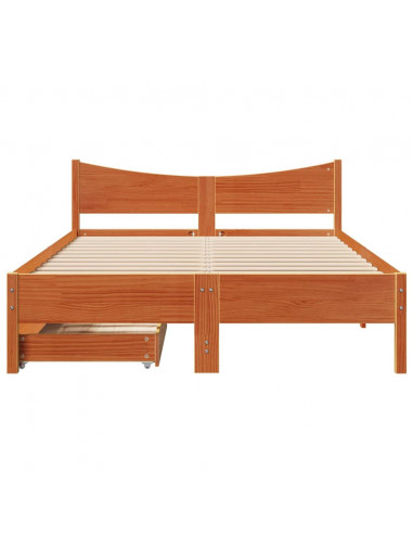 Giroletto Cassetti Marrone Cera 140x190 cm Legno Massello Pino