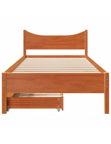 Giroletto Cassetti Marrone Cera 75x190cm in Legno Massello Pino