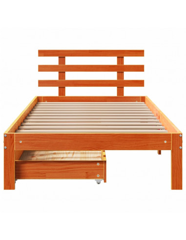 Giroletto Cassetti Marrone Cera 75x190cm in Legno Massello Pino