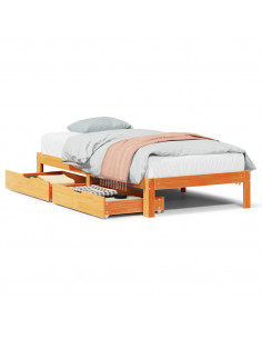 Giroletto Cassetti Marrone Cera 75x190cm in Legno Massello Pino 2