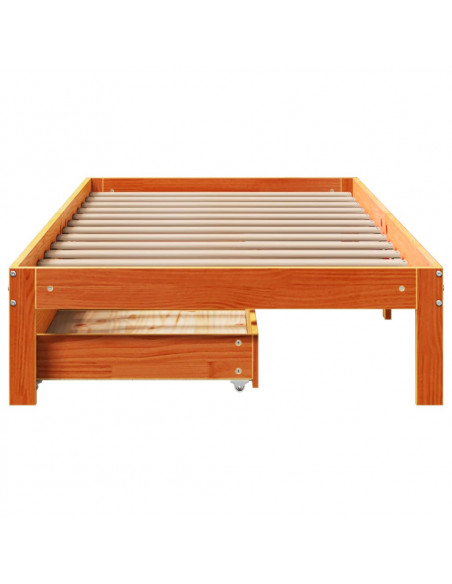Giroletto Cassetti Marrone Cera 75x190cm in Legno Massello Pino