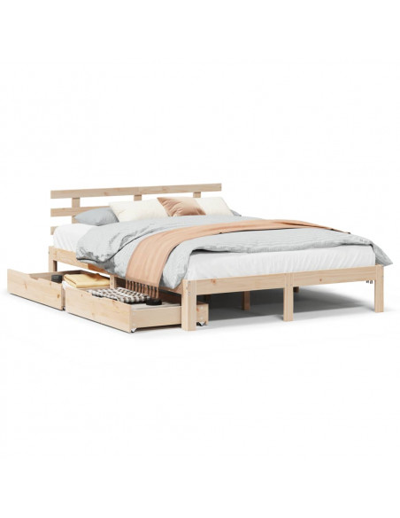 Giroletto con Cassetti 135x190 cm in Legno Massello di Pino
