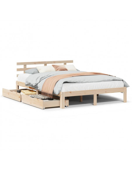 Giroletto con Cassetti 140x190 cm in Legno Massello di Pino