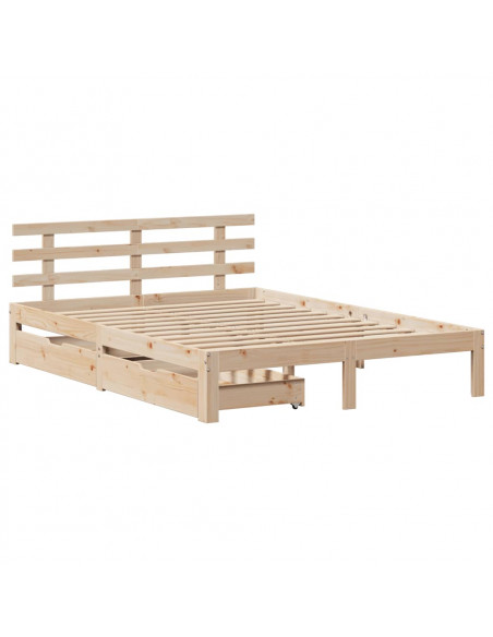 Giroletto con Cassetti 140x200 cm in Legno Massello di Pino