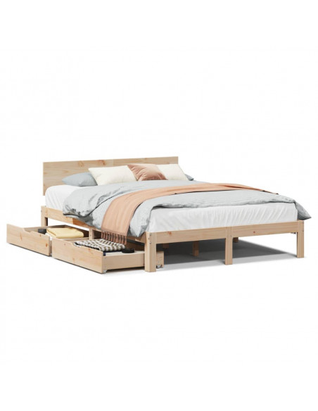 Giroletto con Cassetti 150x200 cm in Legno Massello di Pino