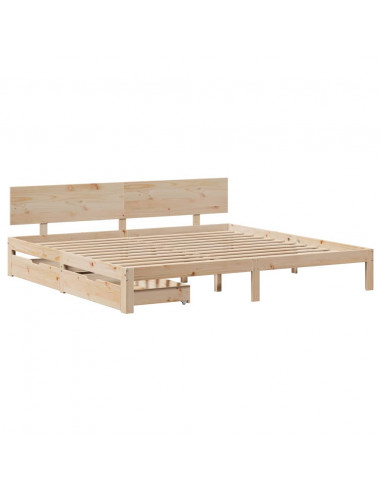 Giroletto con Cassetti 200x200 cm in Legno Massello di Pino