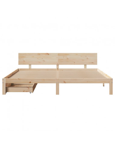 Giroletto con Cassetti 200x200 cm in Legno Massello di Pino