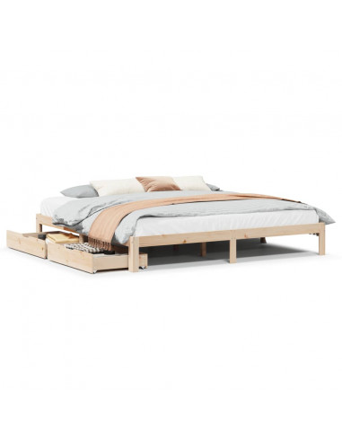 Giroletto con Cassetti 200x200 cm in Legno Massello di Pino