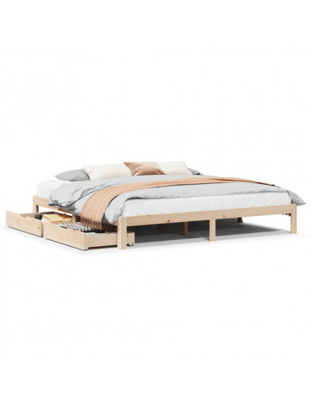 Giroletto con Cassetti 200x200 cm in Legno Massello di Pino