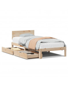 Giroletto con Cassetti 75x190 cm in Legno Massello di Pino 2