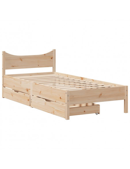 Giroletto con Cassetti 75x190 cm in Legno Massello di Pino
