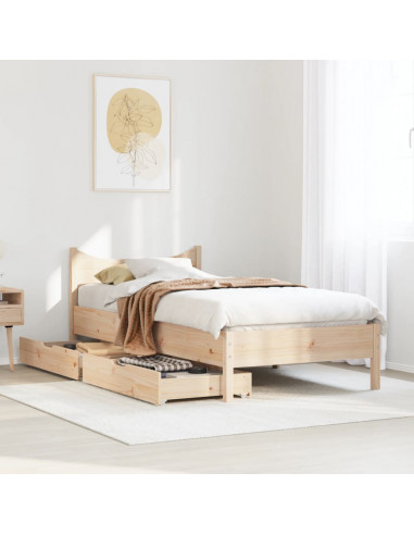 Giroletto con Cassetti 75x190 cm in Legno Massello di Pino